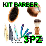 Kit 3pz Cuidado De Barba Cepillo - Porta Navaja - Brocha