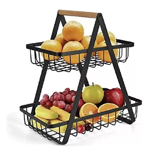 Frutero Cesta De Cocina 2 Niveles Rack Organizador Fruta Pan