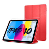 Capa Para iPad 10 Geração 10.9 A2696 + +pelicula De Vidro Cor Vermelho