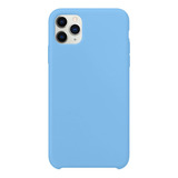 Capa Capinha Silicone Veludo Compatível C/ iPhone 11 Pró Max Cor Azul Caribe