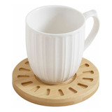 Taza Pocillo Y Plato De Bambu 80ml Cafe Porcelana Desayuno