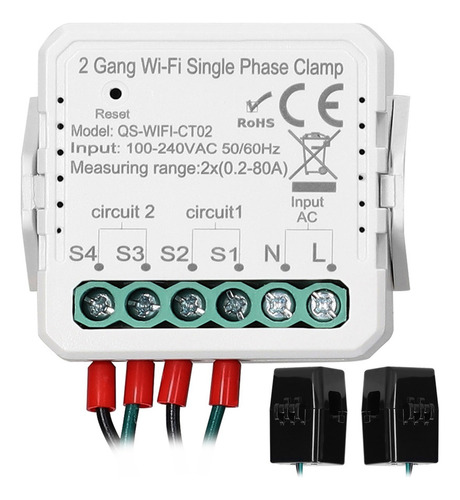 Medidor Energía Solar Pv Bidireccional Tuya Wifi 80a 2 Gang