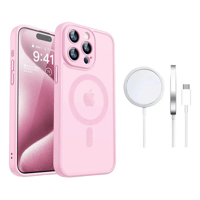 Funda Case Para iPhone Rosa Con Magsafe + Cargador Inalambrico Uso Rudo Antideslizante Mate Translúcido A Prueba De Golpes Para iPhone 13 Pro Max Zacateq | MercadoLibre
