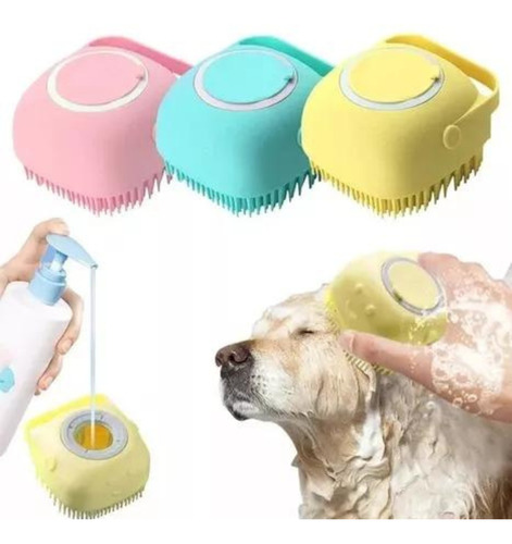 Cepillo De Baño Perros Gatos Mascotas Con Dispenser Shampoo