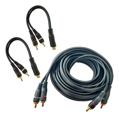 Kit Cabo Rca 5 Metros E 2 Y 2m/1f Para Módulo Amplificador