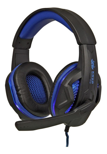 Fone De Ouvido Over-ear Gamer Knup Kp-396 Preto E Azul Com Luz Led