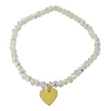 Pulsera Cristal Tornasol Corazón Enchapado Oro 18k