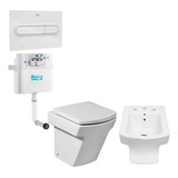 Inodoro  Corto + Bidet Hall Roca 3a + Deposito Slendra Blanc