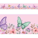 Faixa Infantil Border Papel Parede Flores Borboletas 2 Unid