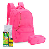 Kit Mochila Barbie Com Estojo Meninas Rb Detalhes Dourado