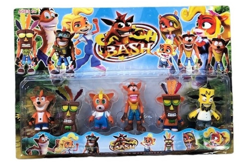 Muñecos Crash Bandicoot Blister X6 Personajes 