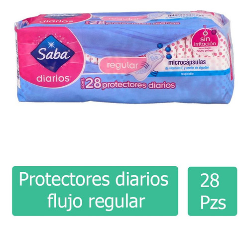 Saba Diarios Regular Caja Con 28  Protectores Diarios