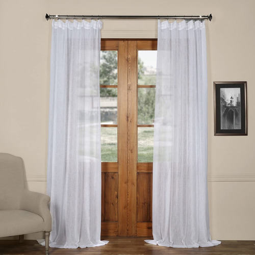 Solid Sheer Curtains For Living Room Faux Linen 50 X 12...