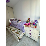 Juego Dormitorio Infantil + Cajonera + Baulera + Biblioteca