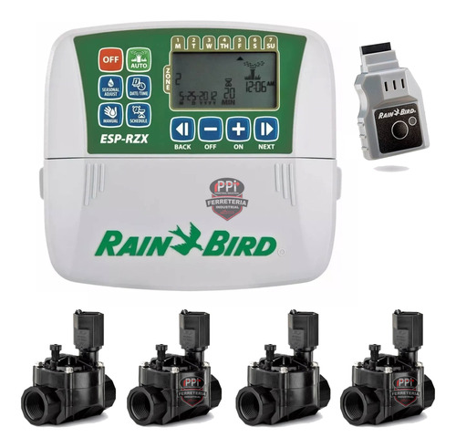 Combo Riego Wifi Programador 4z + 4 Valvulas 100hv Rainbird