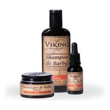 Kit Para Barba Shampoo + Óleo + Modelador Viking Terra