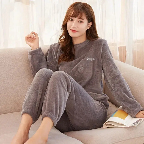 Pijama Térmico De Coral Polar Para Invierno, Estilo Mujer[u]