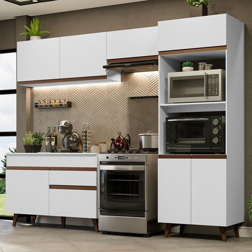 Armário De Cozinha Completa 260cm Branco Reims Madesa Xagrrm26000909