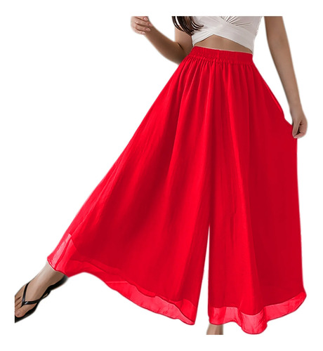Pantalones Holgados De Gasa De Doble Capa Para Mujer Commute