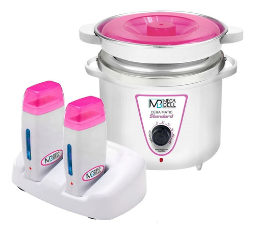 Termocera 900g + Base Dupla + 2 Rollon Panela Depilação Rosa