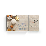 Cuadro Diptico Con Reloj De Pared Cocina Frases Moderno Deco