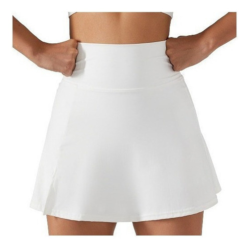 Falda Corta De Yoga Blanca Con Miniculottes [u]