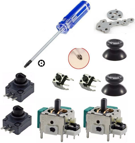 2 Kit Reparacion Joystick Goma Desarmador Control Xbox 360