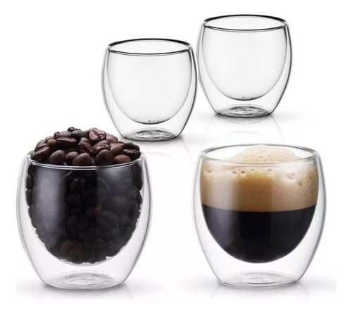 Pack 4 Doble Pared Térmica Reforzada Taza Cafe Vasos Mug