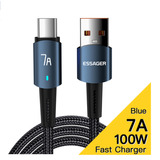 Cable Tipo C Essager 7a Carga Rápida 100w Para Honor/ Huawei/ Oppo/ Oneplus/ Realme/ Vivo/ Samsung - 2 Metros