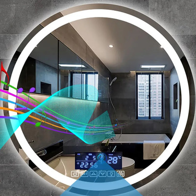 Espejo De Baño Redondo Inteligente Touch Con Luz Led,60×60cm,bluetooth Para Reproducción De Música,función Antivaho,reloj Digital Termómetro,3temperaturas De Color,control Táctil,para Baño Decoración | Meses sin interés