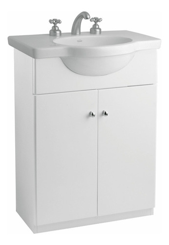 Mueble Para Baño Ferrum Y6v3l De 640mm De Ancho, 806mm De Alto Y 380mm De Profundidad Con Bacha Y Mueble Color Blanco Con Tres Agujeros Para Grifería