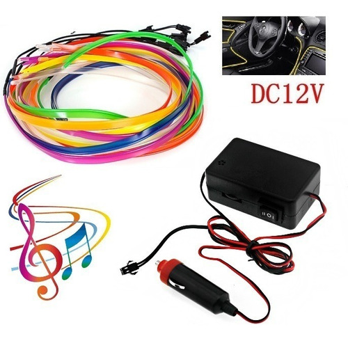 Wire Hilo 3m Audioritmico Luz Neon Cable Ceja Led 12 Aut Mot