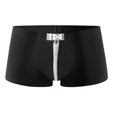 Roupa Íntima Masculina Solid Boxers Respirável Com Zíper But