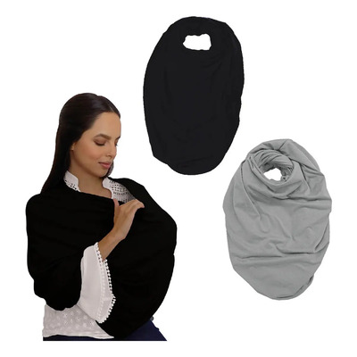 Set De 2 Mascadas Para Lactancia Negra Y Gris Color Negro Y Gris Diseño De La Tela Liso Talla Unitalla | Meses sin interés
