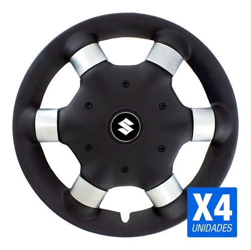 Juego X4 Tazas Universal Monza Negro Rodado 14 Logo