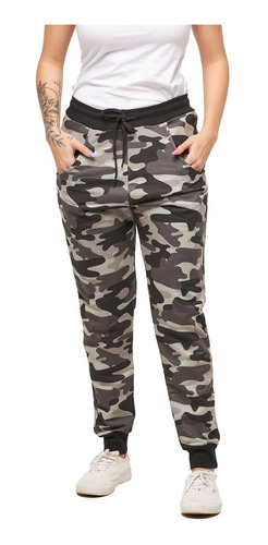 Calça Feminina Camuflada De Moletom Skinny Estilo Militar M6