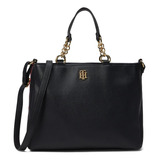 Tommy Hilfiger Joy Ii Convertible Satchel Saffiano Pvc Negro