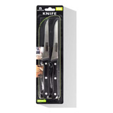 Set 4 Cuchillos Cerruchos De Acero Mango Acrílico Negro