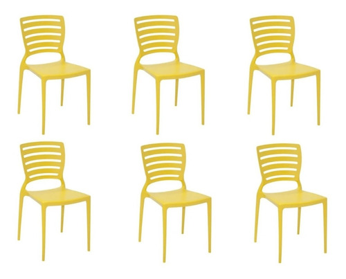 Kit 6 Cadeiras Sofia Amarelo Tramontina