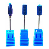 Set De 3 Puntas Para Drill Pulidor De Uñas Tusteno Azul