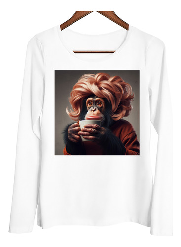 Remera Mujer Ml Mono Peluca Pelirroja Cafe