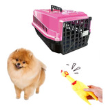 Caixa Transporte Pet N1 Rosa +  Brinquedo Interativo Galinho