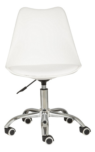 Silla Estilo Eames Holly De Oficina Acojinada Color Blanco