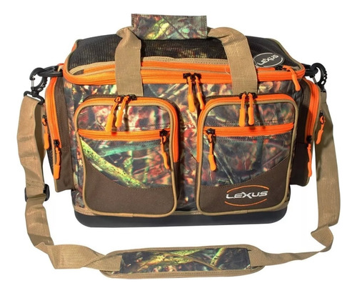 Bolso Pesca Lexus Lt-1676 Camo Base Rigida Porta Accesorios Color Naranja