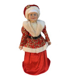Mamãe Noel  Luxuosa Decoração Natalina Vermelha 45cm