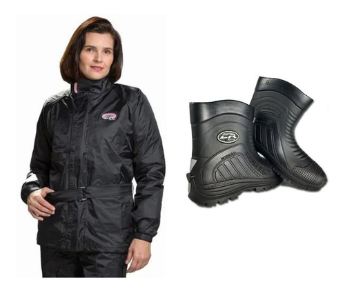 Combo Capa Feminina Califórnia Racing + Bota Motoqueira