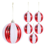 6pcs Bola De Navidad Colgante Rojo Blanco Bola De Navidad Ar