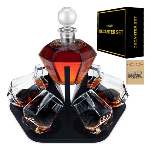 6-glass Diamond Whiskey Decanter Set With Glasses,whiskey...