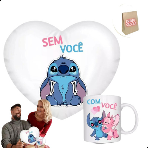 Presente Almofada Coração E Caneca Surpresa Romantica Oferta