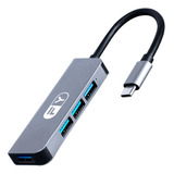 Hub Adaptador Usb-c Fy-735 Com 4 Portas 3x Usb 2.0 + 1x Usb 